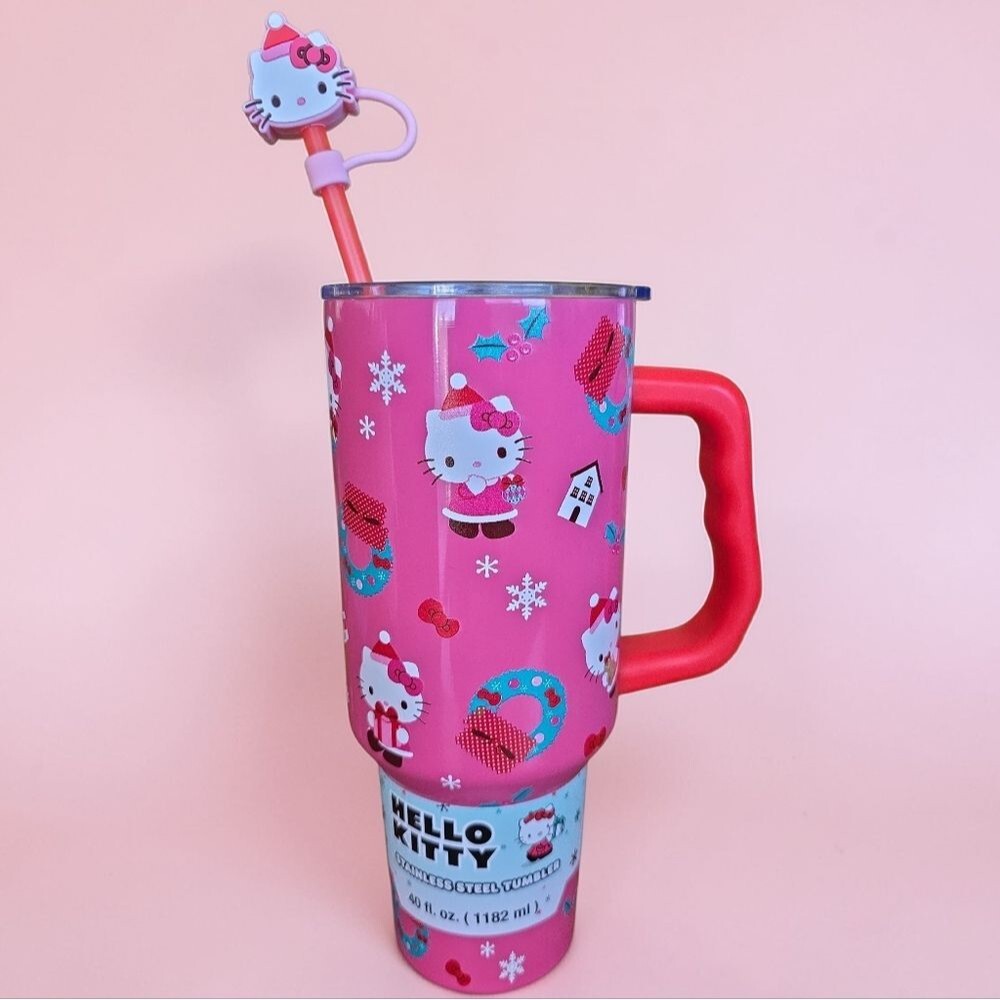 NWT Hello Kitty Christmas 40oz Stainless Steel Holiday Tumbler With Straw